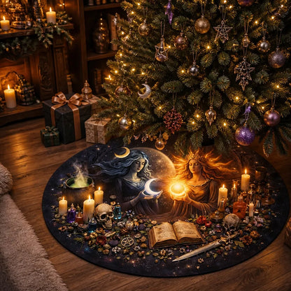Sun and Moon Mother Earth Yule Tree Skirt – Pagan Witch Gothic Decor_mockup_2.webp