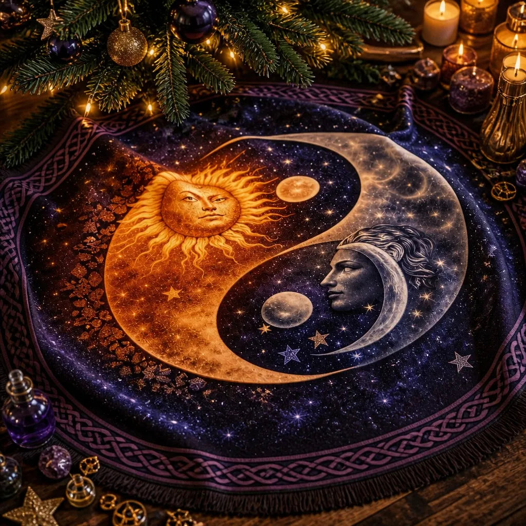Sun and Moon Yule Tree Skirt – Wicca Witch Gothic Decor_mockup_3.webp