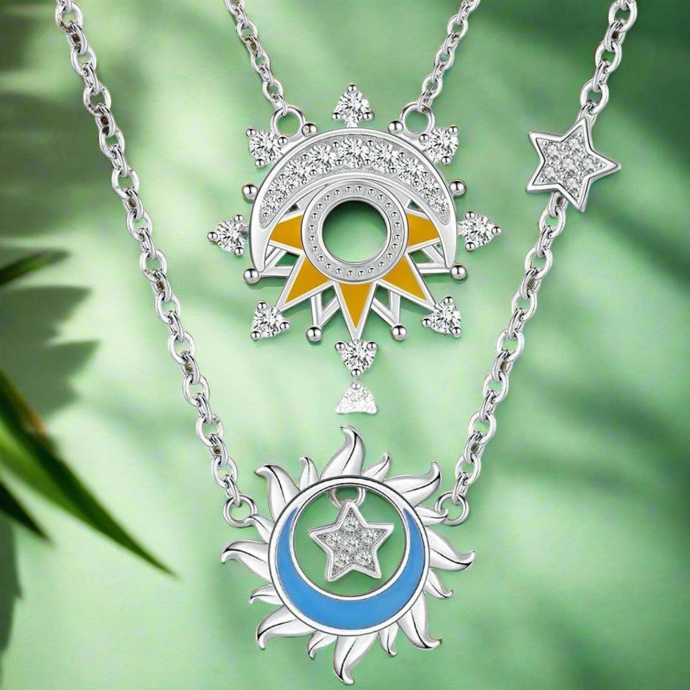 Glow in the dark Sun Moon Necklace Wicca Pagan Jewelry-MoonChildWorld