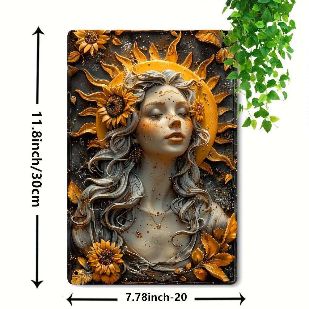 Sunflower Girl Sun Goddess Metal Sign Celestial Home Decor-MoonChildWorld