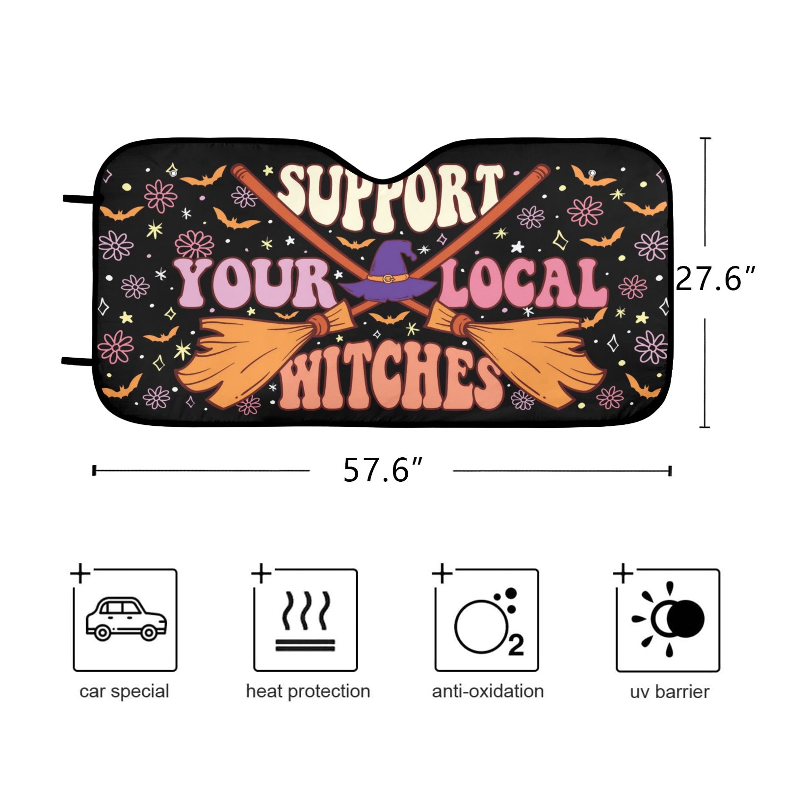 Support Local Witches Car Sun Shade-MoonChildWorld