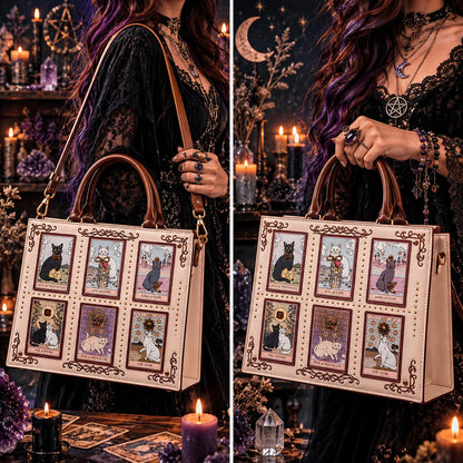 Tarot Cat Witchy Handbag Tote - Occult Cat Crossbody Bag for Witch, Wiccan-MoonChildWorld