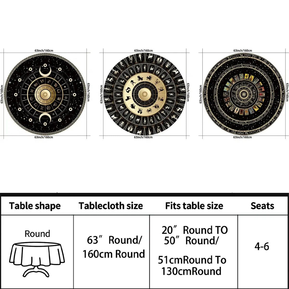 Tarot Circular Table Cloth Pagan Table Cover-MoonChildWorld