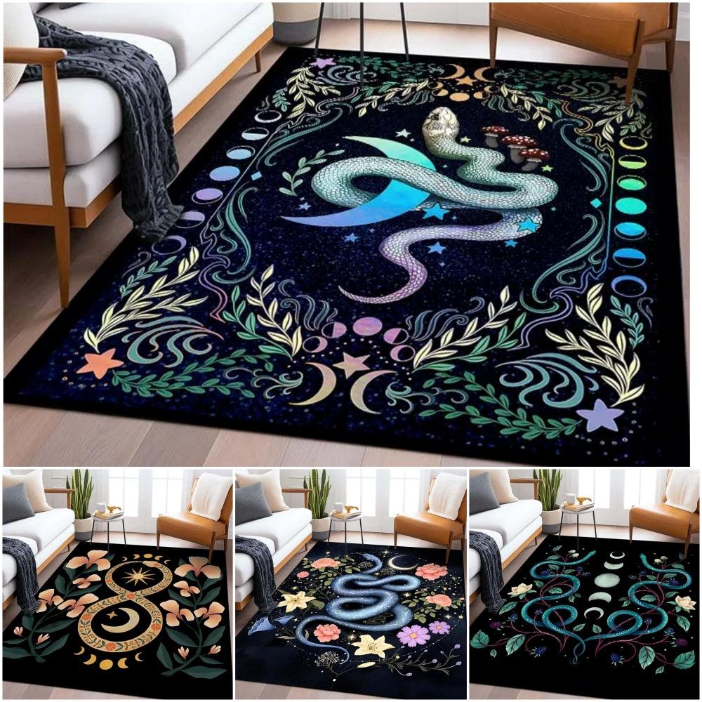 Tarot Divination Moon Snake Carpet Witchy Area Rug-MoonChildWorld