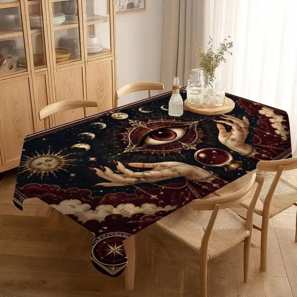 Tarot eye tablecloth – all-seeing eye print detail close-up