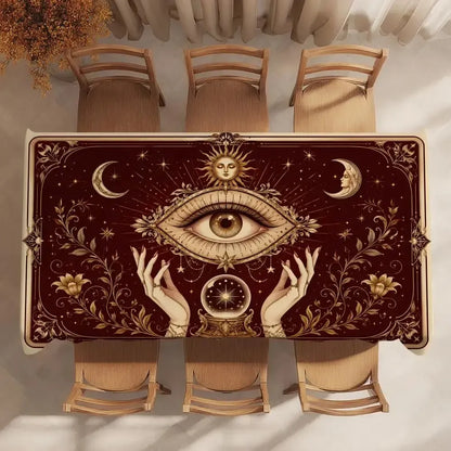 All-seeing eye tablecloth – witchy dining room decor