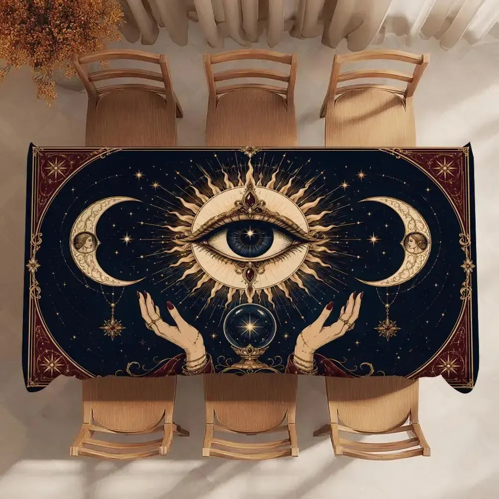 Tarot eye tablecloth – witchy home decor styled setting