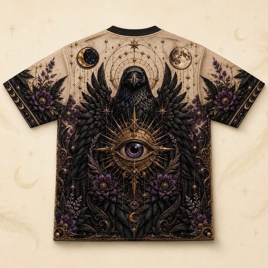 Tarot Raven Witch T-Shirt All Seeing Eye Parchment Gothic Tee back view