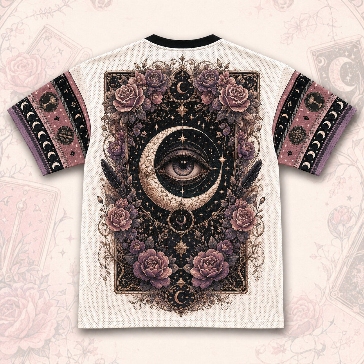Tarot Witch Raven T-Shirt Winged Eye Moon Cream Gothic Tee back view