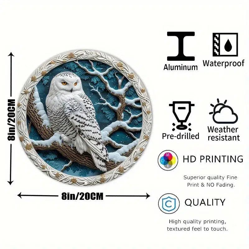 Snowy Owl Metal Sign Mystical Home Decor-MoonChildWorld