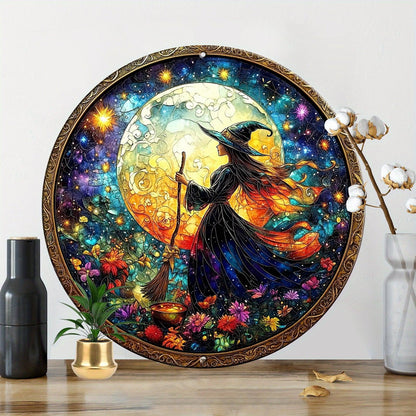 Christmas Witch Wall Art Wiccan Metal Sign for Pagan Yule Home Decorations-MoonChildWorld