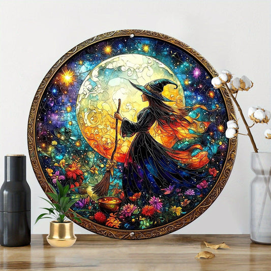 Christmas Witch Wall Art Wiccan Metal Sign for Pagan Yule Home Decorations-MoonChildWorld