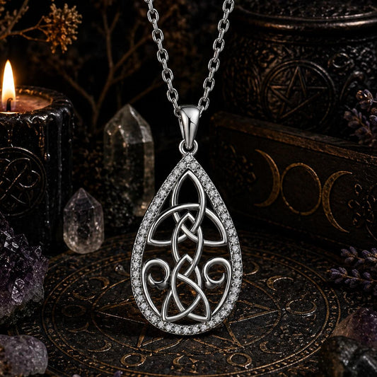 Teardrop Celtic Knot Pagan Necklace Wiccan Jewelry-MoonChildWorld