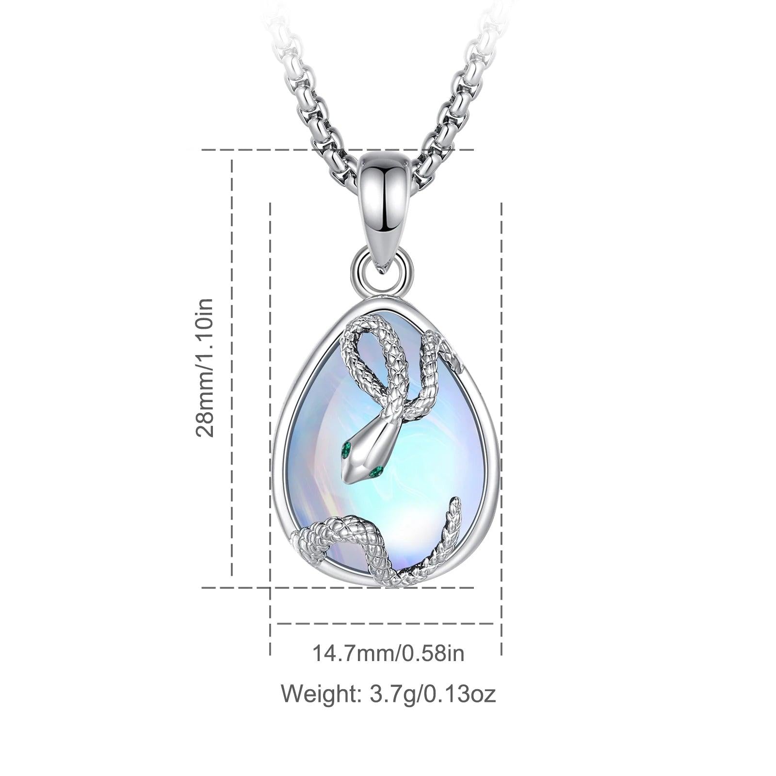 Teardrop Moonstone Snake Necklace Healing Stone Jewelry Witchy Necklace-MoonChildWorld