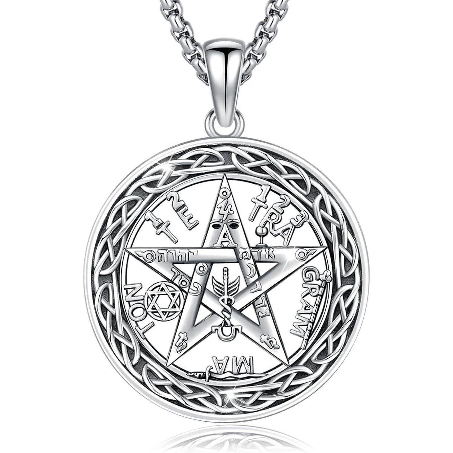 Tetragrammaton Necklace 925 Sterling Silver Wiccan Protection Amulet Necklace-MoonChildWorld