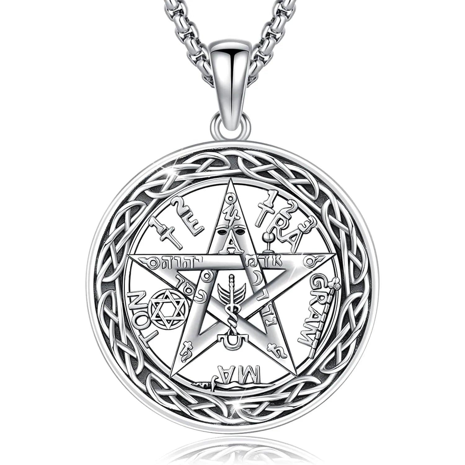 Tetragrammaton Necklace 925 Sterling Silver Wiccan Protection Amulet Necklace-MoonChildWorld