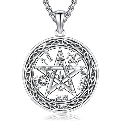 Tetragrammaton Necklace 925 Sterling Silver Wiccan Protection Amulet Necklace-MoonChildWorld