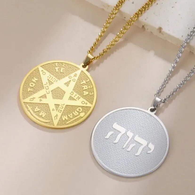 Tetragrammaton Seal of Solomon Necklace Witchcraft Pentacle Necklace Protection Amulet Jewelry-MoonChildWorld