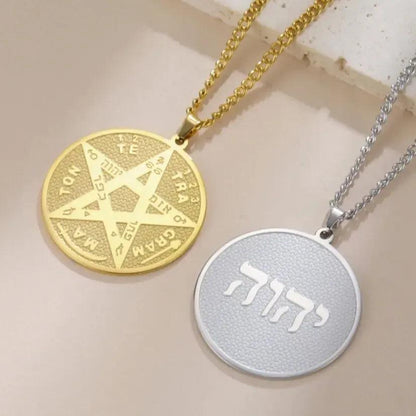 Tetragrammaton Seal of Solomon Necklace Witchcraft Pentacle Necklace Protection Amulet Jewelry-MoonChildWorld