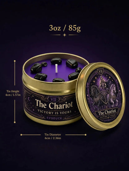 The Chariot Tarot Candle – Scented Crystal Candle for Witchy Altar Decor-MoonChildWorld
