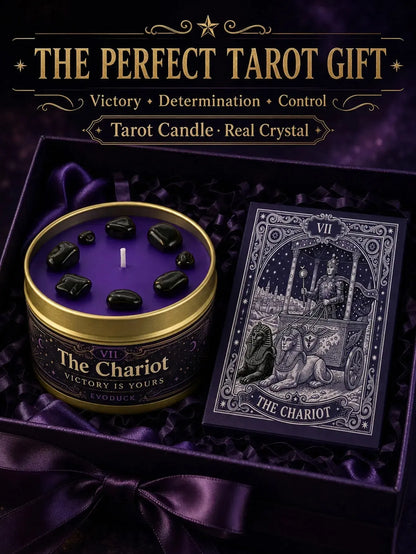 The Chariot Tarot Candle – Scented Crystal Candle for Witchy Altar Decor-MoonChildWorld