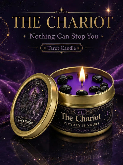 The Chariot Tarot Candle – Scented Crystal Candle for Witchy Altar Decor-MoonChildWorld