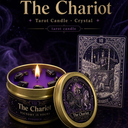 The Chariot Tarot Candle – Scented Crystal Candle for Witchy Altar Decor-MoonChildWorld
