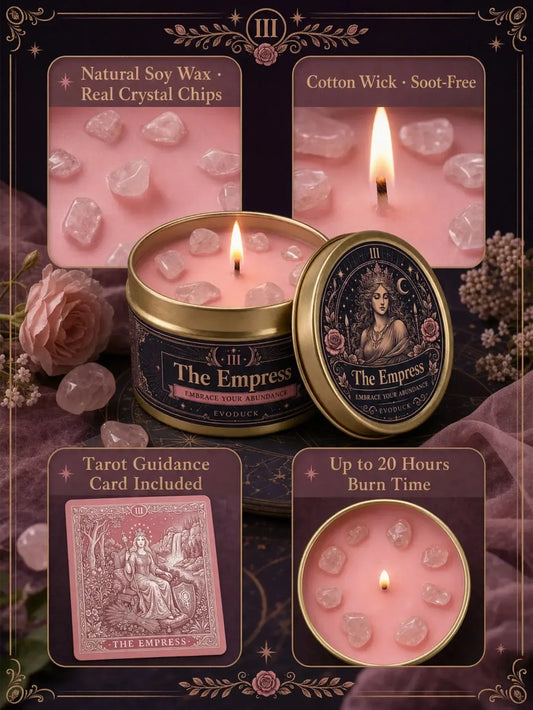 The Empress Tarot Candle – Rose Geranium Scented Rose Quartz Candle-MoonChildWorld