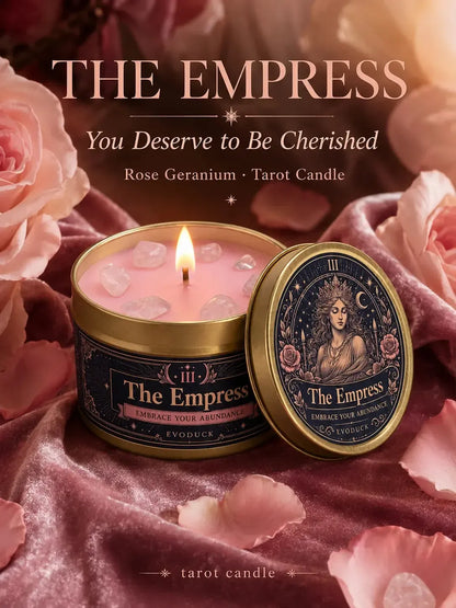 The Empress Tarot Candle – Rose Geranium Scented Rose Quartz Candle-MoonChildWorld