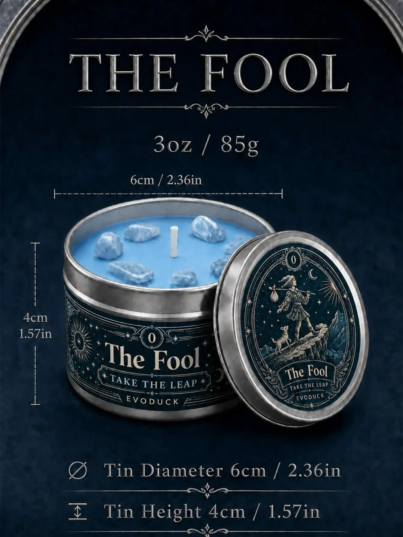 The Fool Tarot Candle – Bergamot White Blossom Scented Crystal Candle-MoonChildWorld