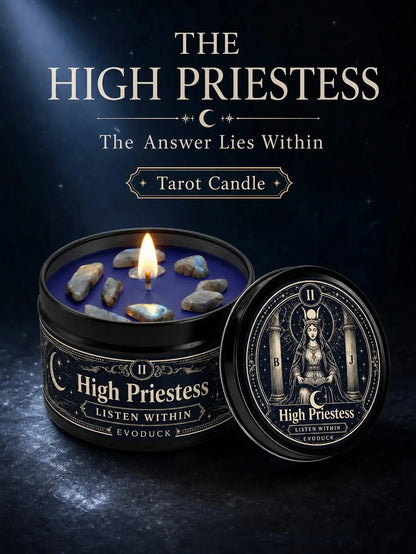 The High Priestess Tarot Candle – Scented Crystal Witchy Altar Candle-MoonChildWorld
