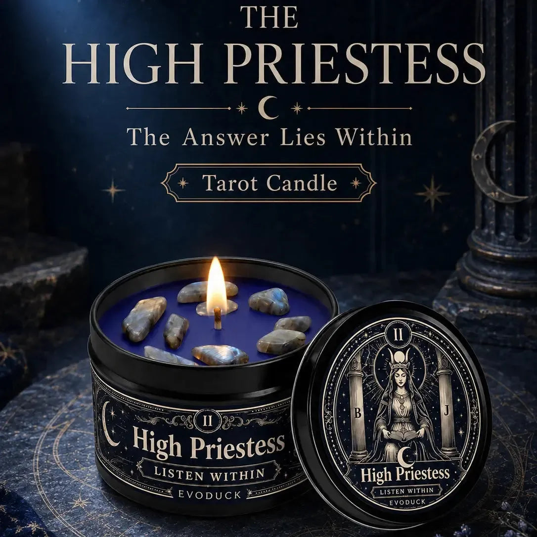 The High Priestess Tarot Candle – Scented Crystal Witchy Altar Candle-MoonChildWorld