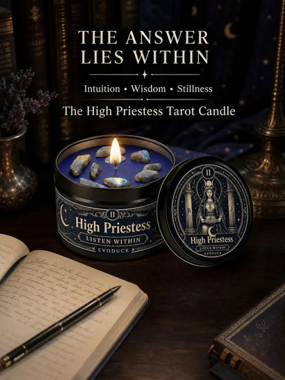The High Priestess Tarot Candle – Scented Crystal Witchy Altar Candle-MoonChildWorld