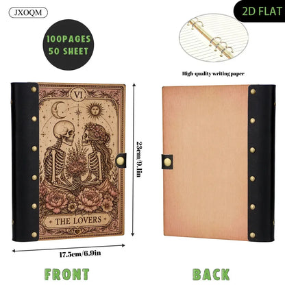 The Lovers Tarot Skeleton Journal - refillable grimoire - MoonChildWorld