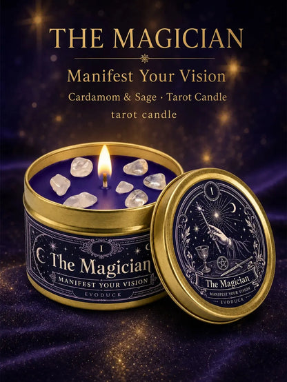 The Magician Tarot Candle – Scented Crystal Candle for Witchy Altar Decor-MoonChildWorld
