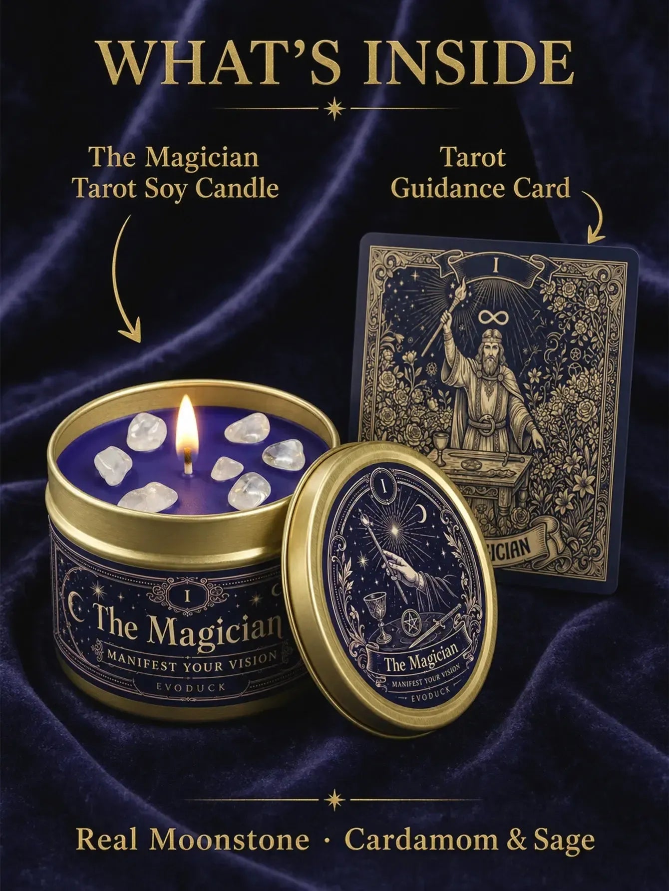 The Magician Tarot Candle – Scented Crystal Candle for Witchy Altar Decor-MoonChildWorld