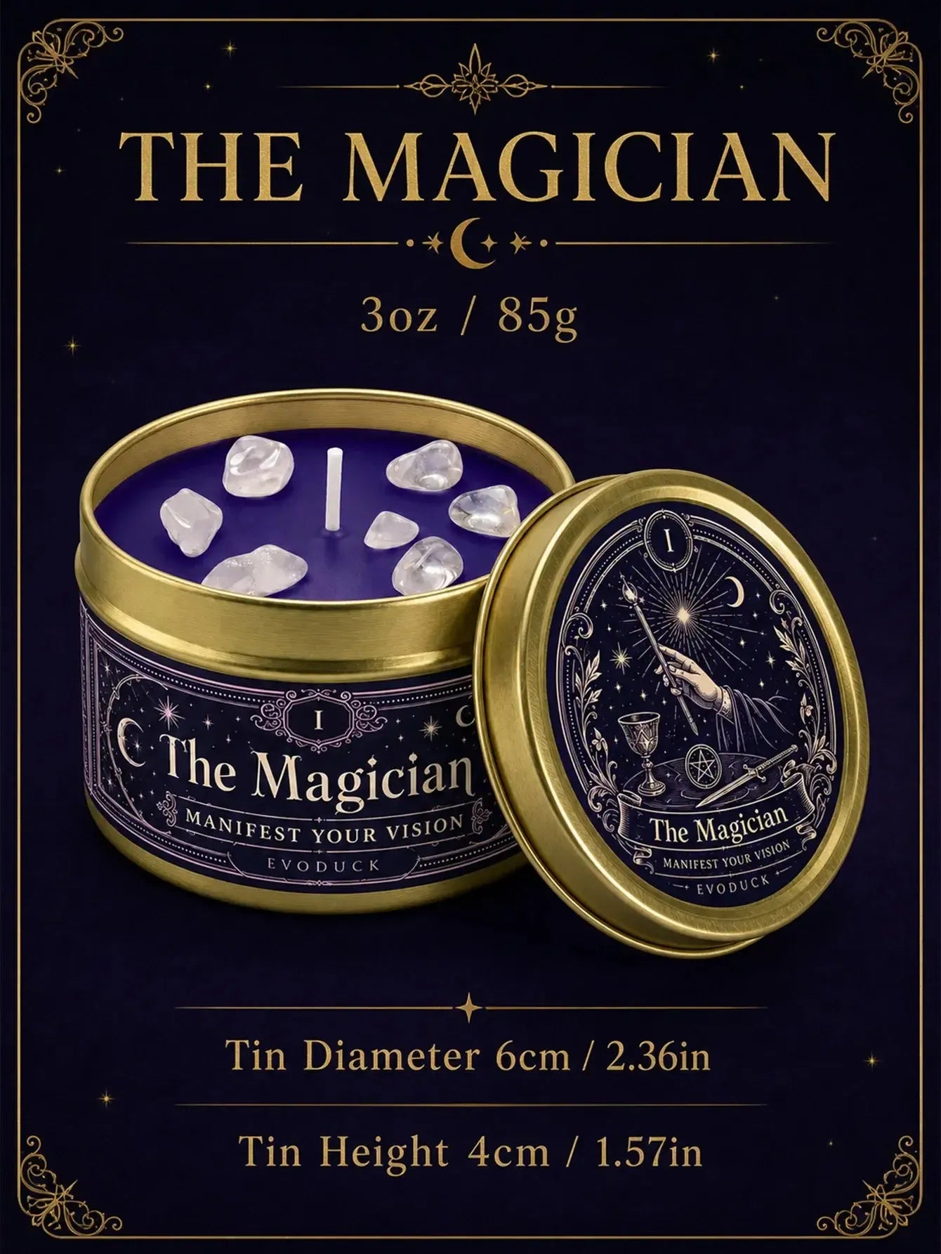 The Magician Tarot Candle – Scented Crystal Candle for Witchy Altar Decor-MoonChildWorld