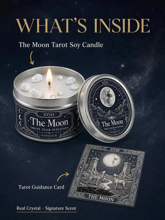 The Moon Tarot Candle – Scented Crystal Celestial Witchy Altar Candle-MoonChildWorld