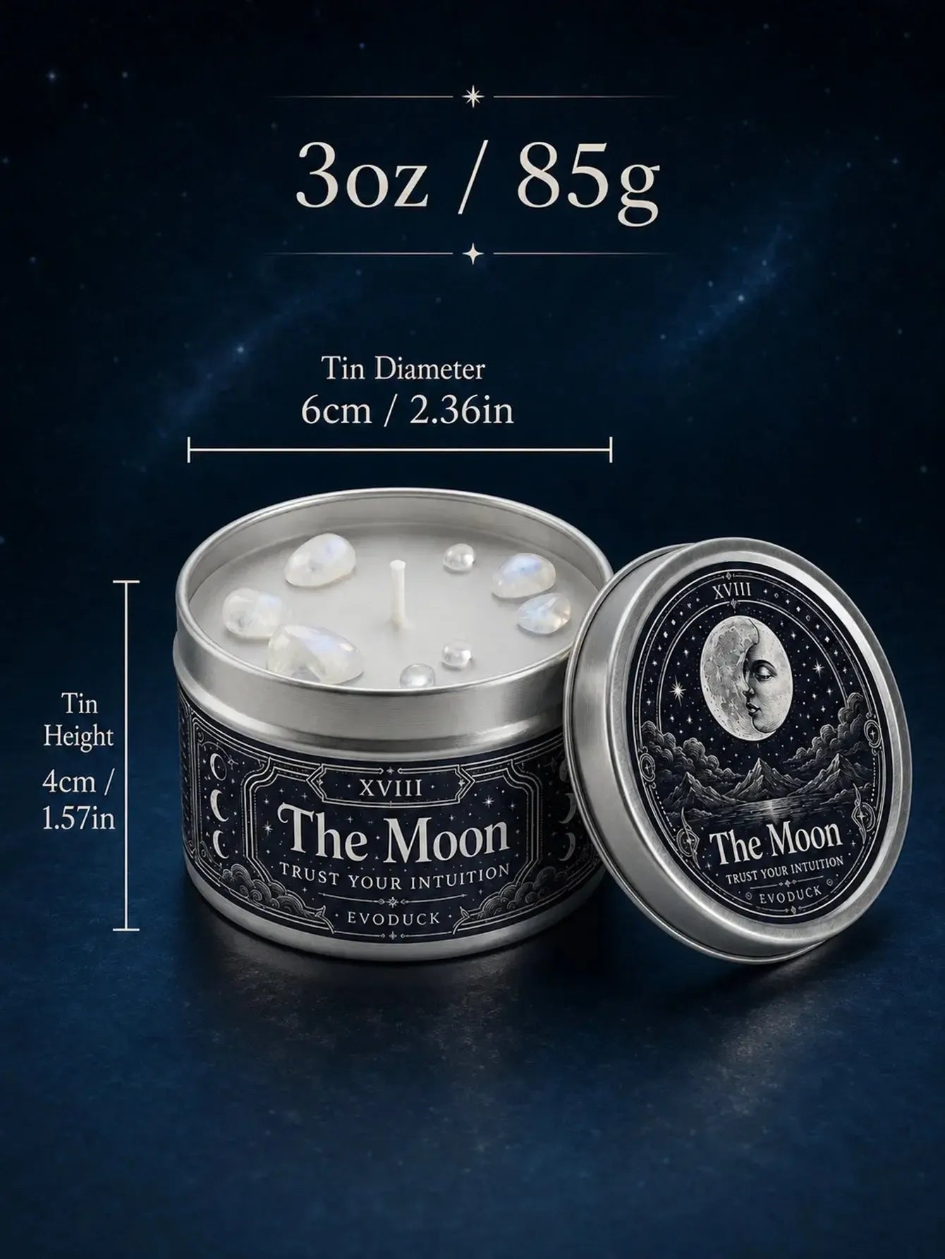 The Moon Tarot Candle – Scented Crystal Celestial Witchy Altar Candle-MoonChildWorld