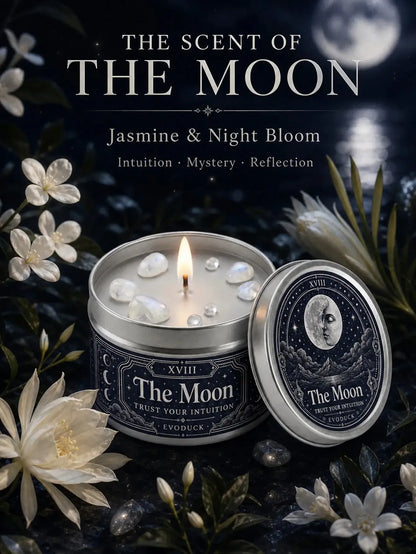 The Moon Tarot Candle – Scented Crystal Celestial Witchy Altar Candle-MoonChildWorld