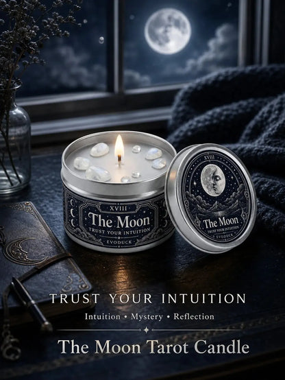 The Moon Tarot Candle – Scented Crystal Celestial Witchy Altar Candle-MoonChildWorld