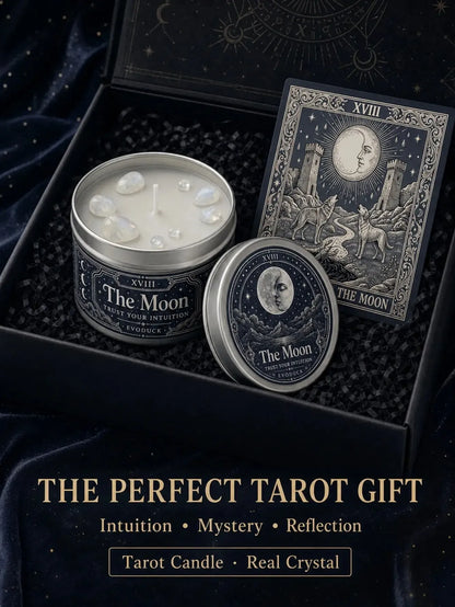 The Moon Tarot Candle – Scented Crystal Celestial Witchy Altar Candle-MoonChildWorld