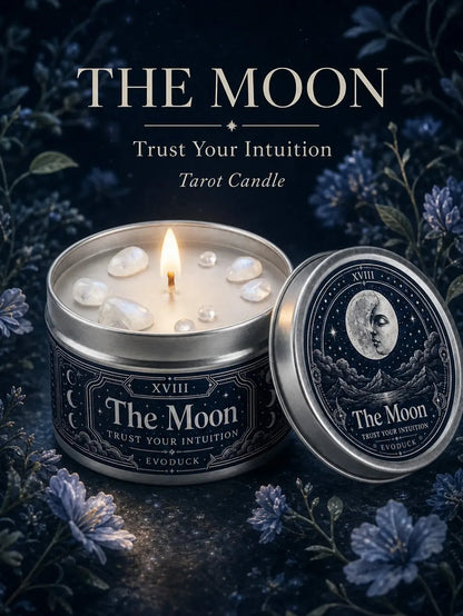 The Moon Tarot Candle – Scented Crystal Celestial Witchy Altar Candle-MoonChildWorld