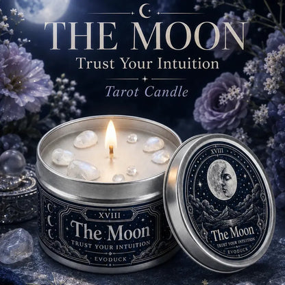 The Moon Tarot Candle – Scented Crystal Celestial Witchy Altar Candle-MoonChildWorld