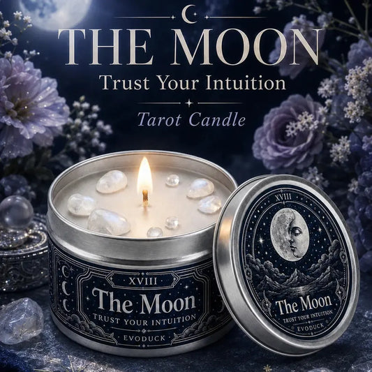 The Moon Tarot Candle – Scented Crystal Celestial Witchy Altar Candle-MoonChildWorld