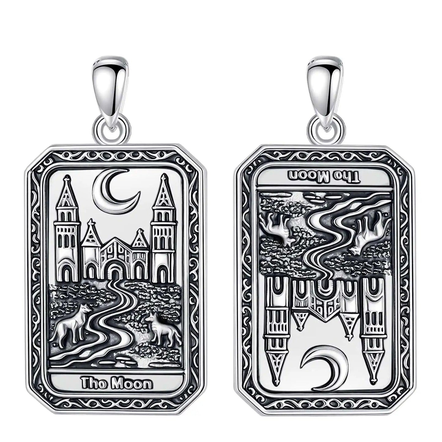 The Moon Tarot Cards Necklace Major Arcana Divination Pendant Wicca Pagan Jewelry-MoonChildWorld