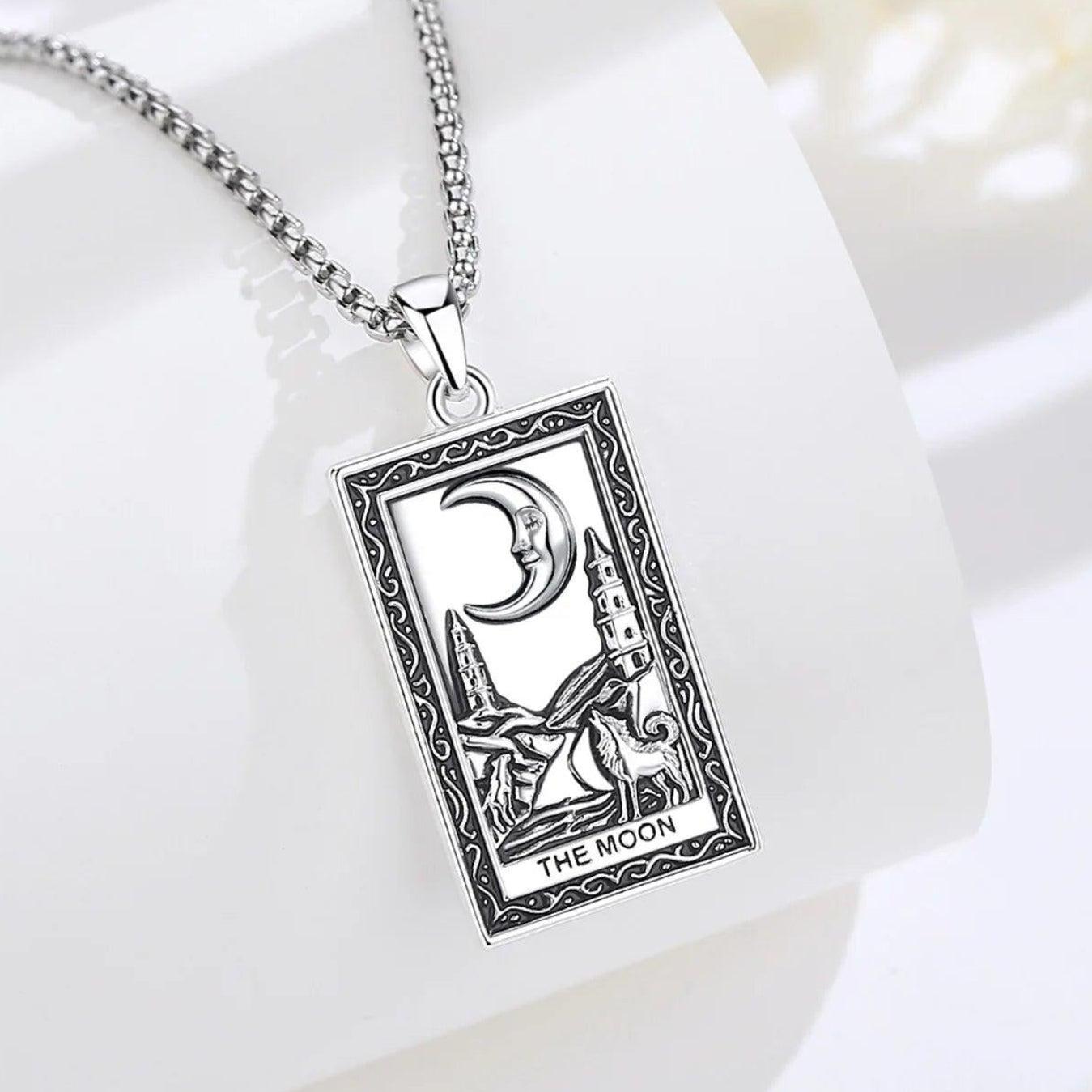 The Moon Tarot Cards Necklace Major Arcana Divination Pendant Witch Jewelry-MoonChildWorld
