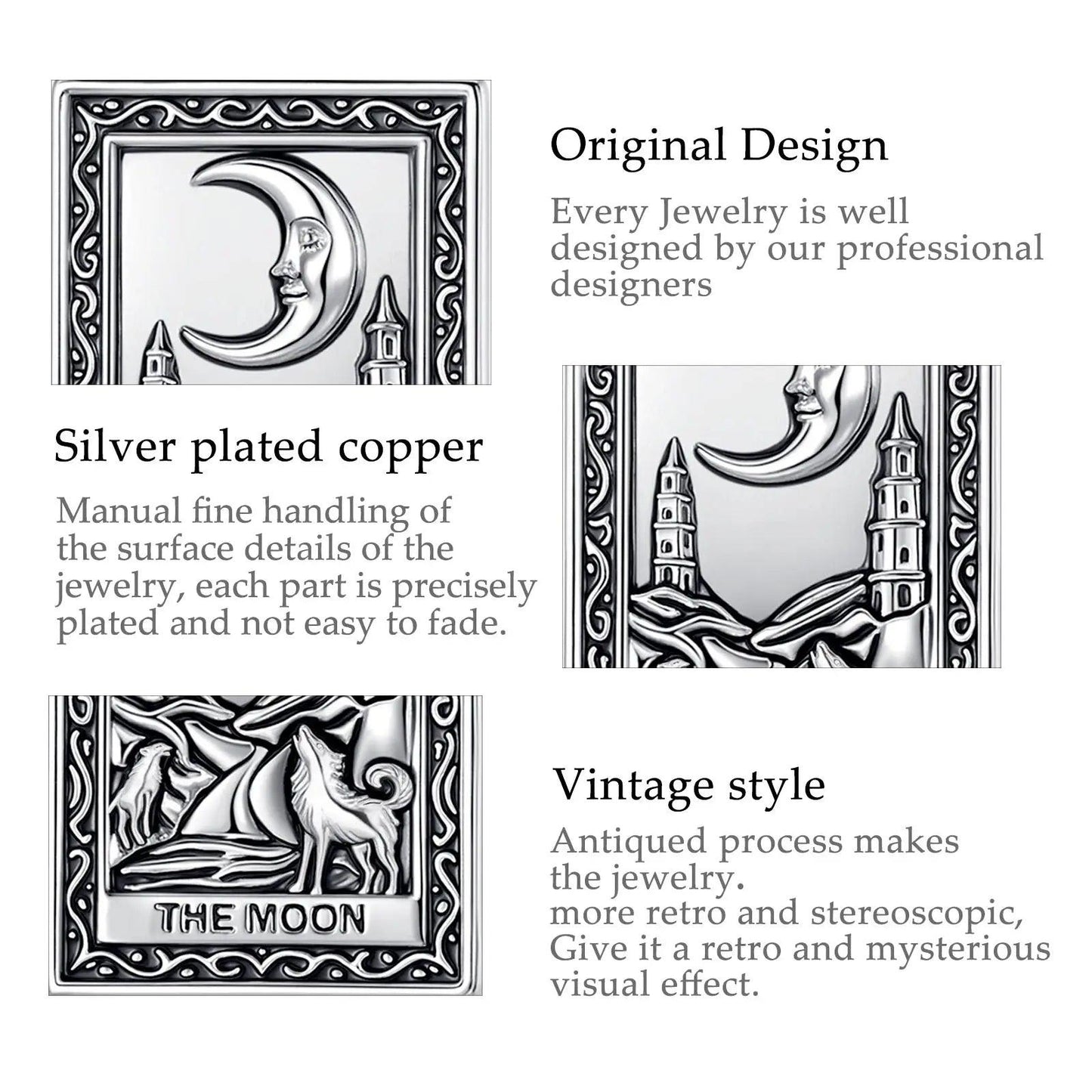 The Moon Tarot Cards Necklace Major Arcana Divination Pendant Witch Jewelry-MoonChildWorld