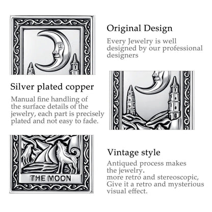 The Moon Tarot Cards Necklace Major Arcana Divination Pendant Witch Jewelry-MoonChildWorld