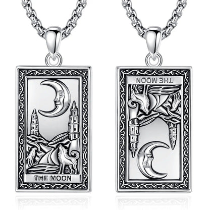 The Moon Tarot Cards Necklace Major Arcana Divination Pendant Witch Jewelry-MoonChildWorld